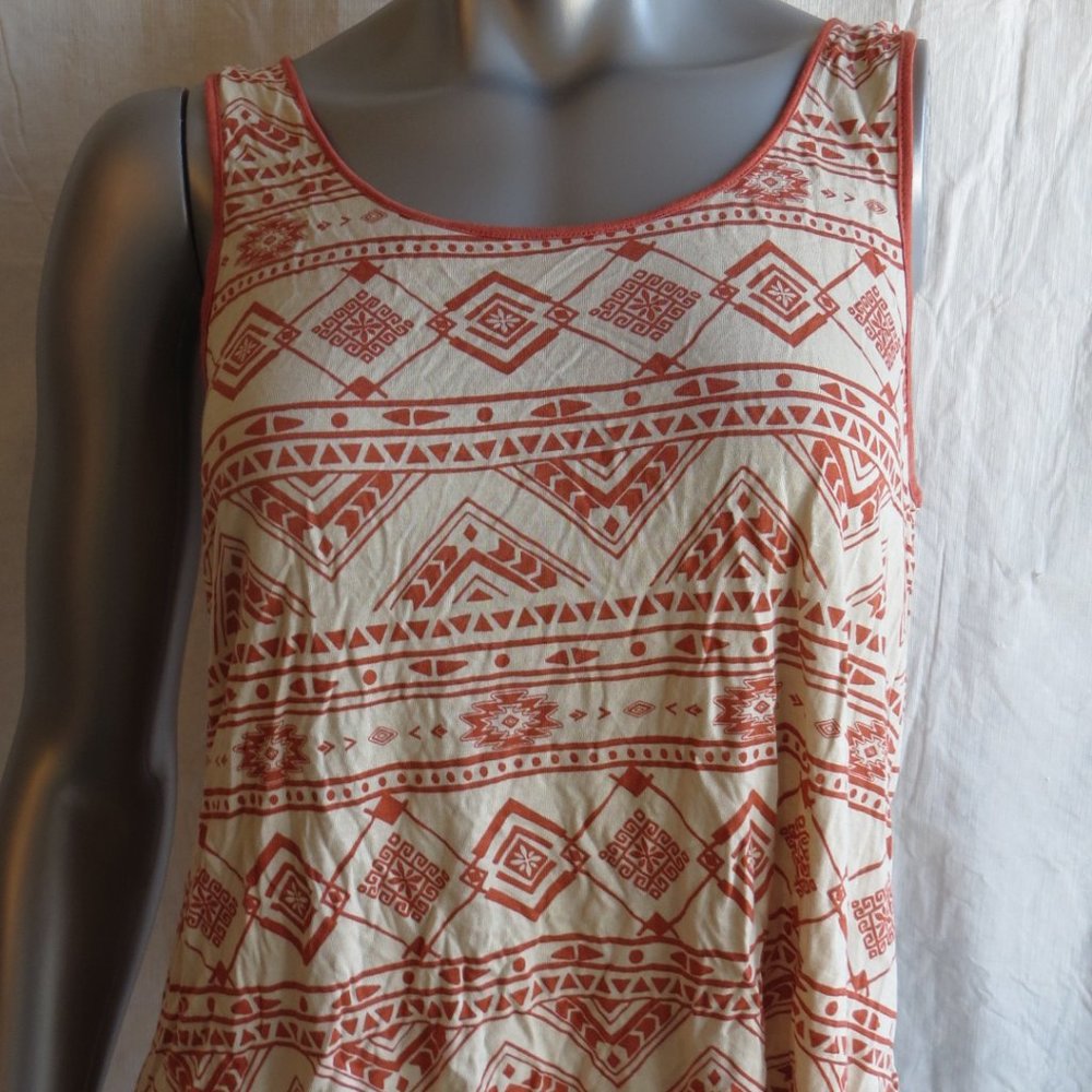 Forever21 Burnt Orange & Cream Mosaic Tank Top